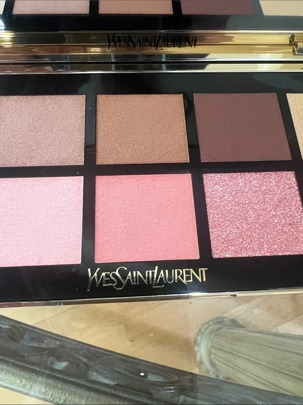 Yves Saint Laurent Black and Gold Quilted Compact Palette